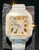 Men's Square VVS1 Moissanite Iced Out Stainless Steel Watch