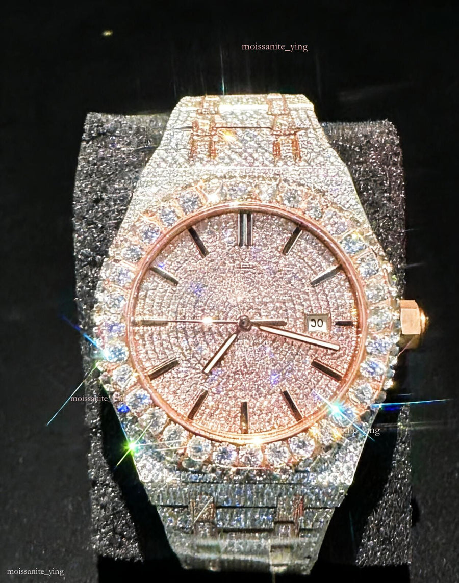 Men's Square VVS1 Moissanite Iced Out Stainless Steel Watch