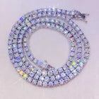 Moissanite Heart Pendant Tennis Chain Choker Necklace Sterling Silver Gold Plated Unisex