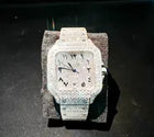 Men's Square VVS1 Moissanite Iced Out Stainless Steel Watch