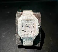 Men's Square VVS1 Moissanite Iced Out Stainless Steel Watch