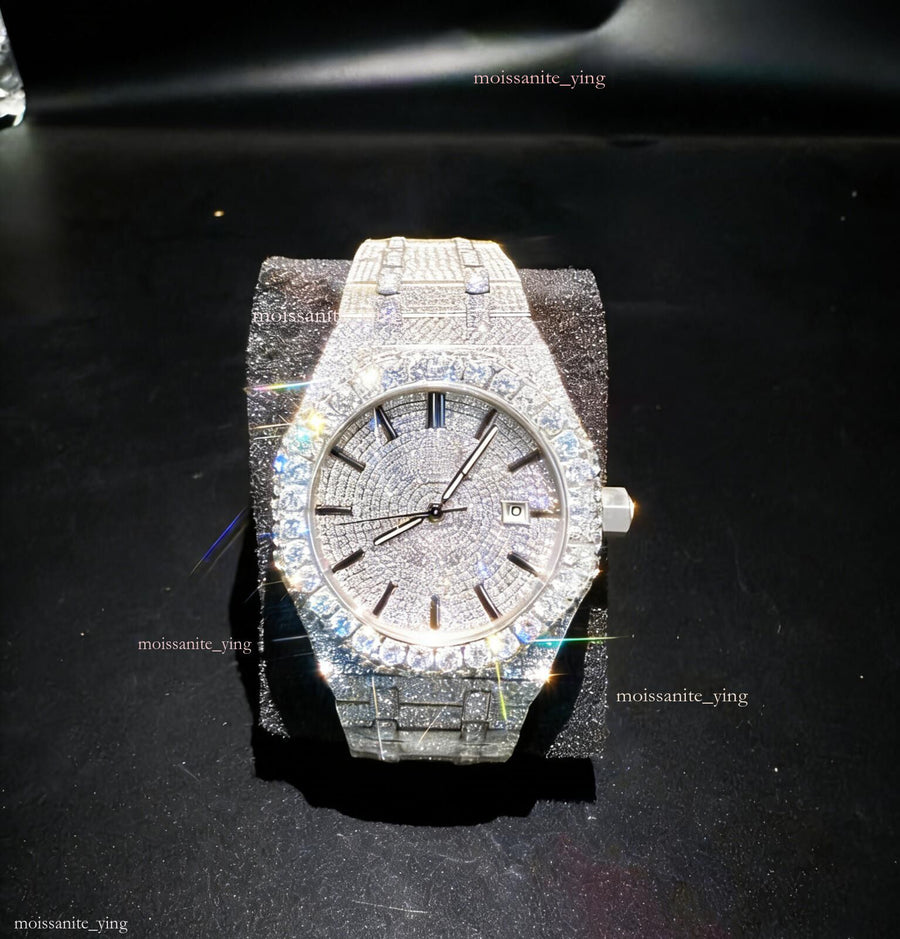 Men's Square VVS1 Moissanite Iced Out Stainless Steel Watch