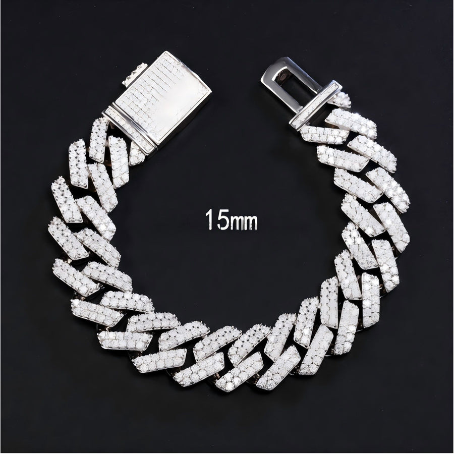 15mm Moissanite Cuban Link Chain