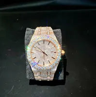 Men's Square VVS1 Moissanite Iced Out Stainless Steel Watch