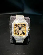 Men's Square VVS1 Moissanite Iced Out Stainless Steel Watch