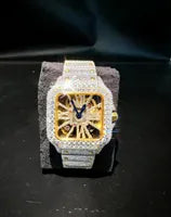 Men's Square VVS1 Moissanite Iced Out Stainless Steel Watch