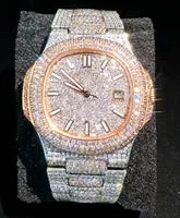 Men's Square VVS1 Moissanite Iced Out Stainless Steel Watch