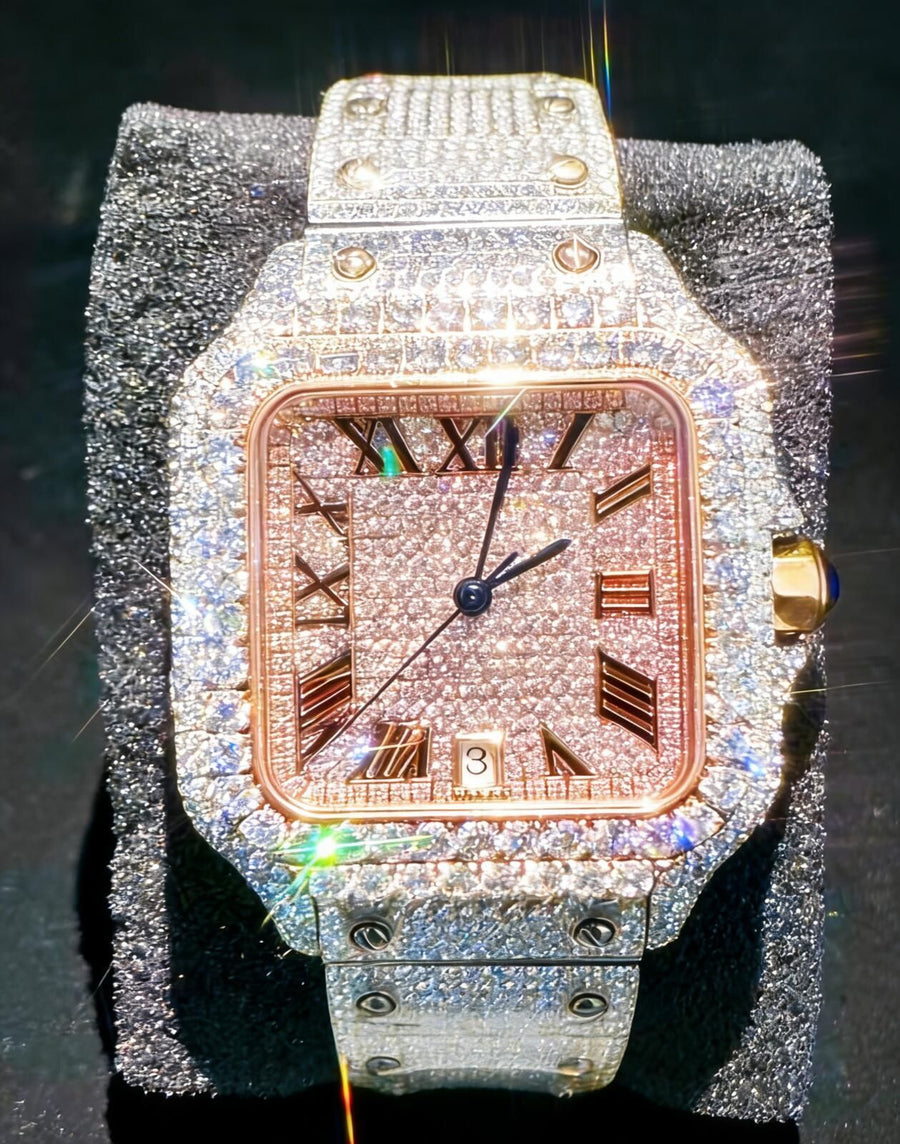 Men's Square VVS1 Moissanite Iced Out Stainless Steel Watch