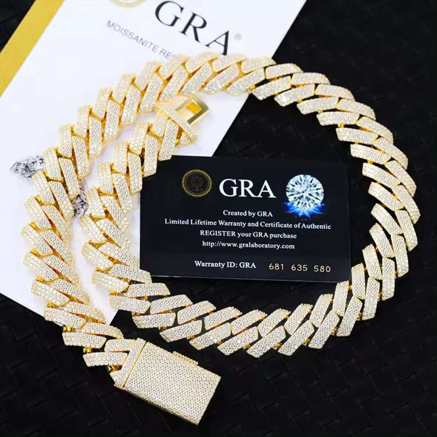 15mm Moissanite Cuban Link Chain