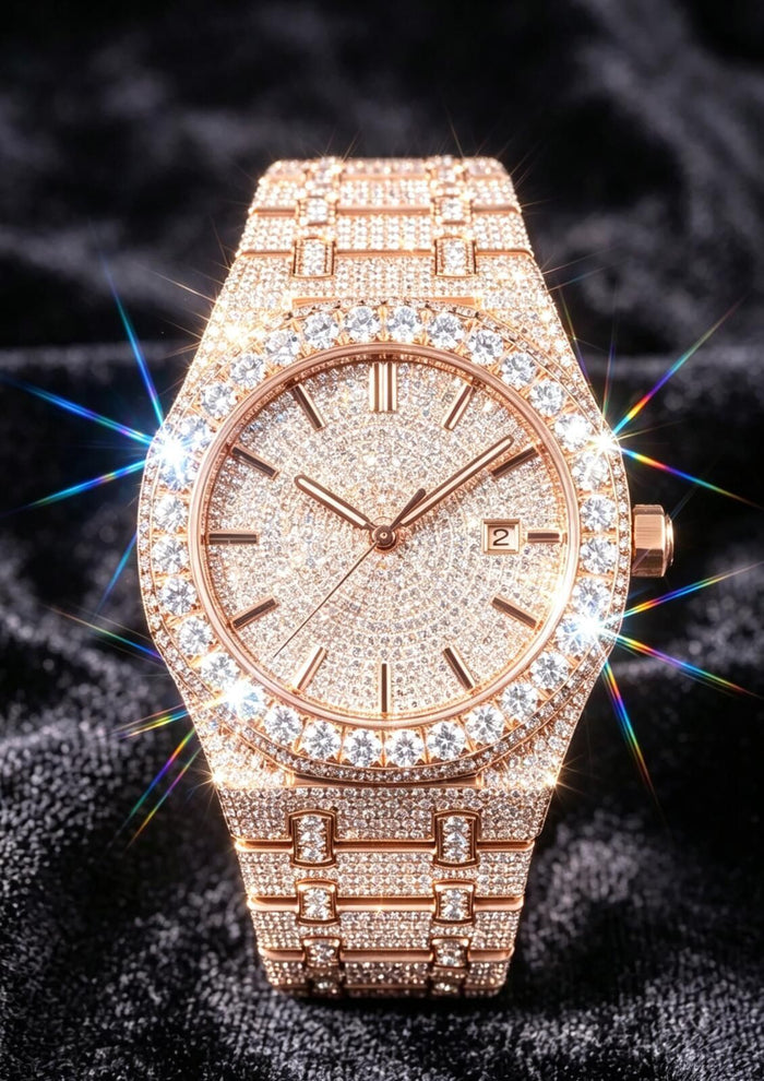 GhostTime™ Moissanite Rose Gold Iced-Out Luxury Watch