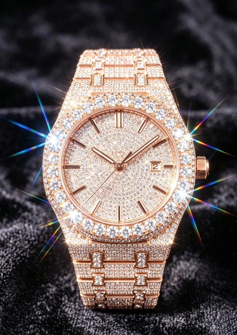 GhostTime™ Moissanite Rose Gold Iced-Out Luxury Watch