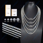 Moissanite Heart Pendant Tennis Chain Choker Necklace Sterling Silver Gold Plated Unisex