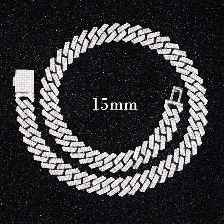 15mm Moissanite Cuban Link Chain