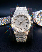 GhostTime™ Silver Moissanite Arabic Dial Iced-Out Luxury Watch